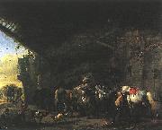 Scene in front of an Inn wet WOUWERMAN, Philips